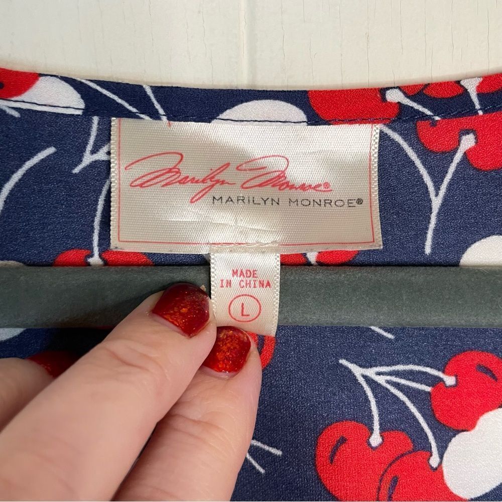 Marilyn Monroe Retro Cherry Dress Patriotic Size L - Picture 6 of 6